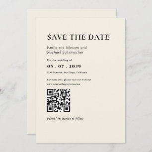 Elegant & Simple details & QR Code Wedding Save The Date