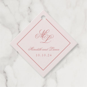 Elegant Simple Diamond Pink Monogram Tag