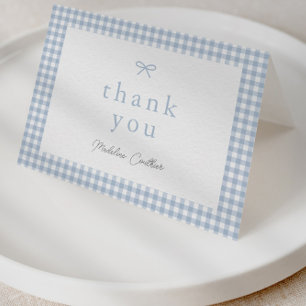 Elegant Simple Dusty Blue Boys Baby Shower Thank You Card