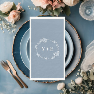Elegant Simple Dusty Blue Monogrammed Wedding Napkin