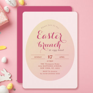 Elegant Simple Easter Brunch Egg Hunt Soft Pink Invitation