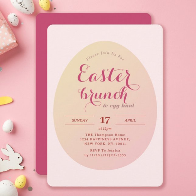 Elegant Simple Easter Brunch Egg Hunt Soft Pink Invitation (Creator Uploaded)