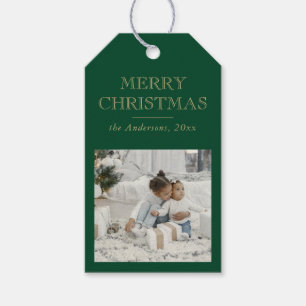 Elegant Simple Editable Family Photo Christmas Gift Tags