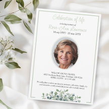 Elegant simple eucalyptus green photo funeral