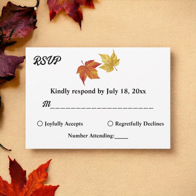 Elegant Simple Fall in Love Rustic Autumn Wedding RSVP Card (Creator Uploaded)