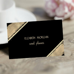Elegant Simple Faux Gold ,Black,Pearls Business Card