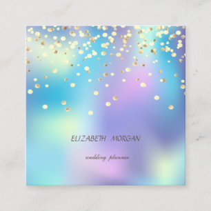 Elegant Simple, Faux Gold Confetti Holographic Square Business Card