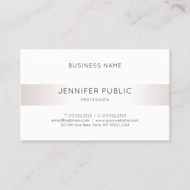 Elegant Simple Faux Silver Plain Luxury Modern Business Card (Front)