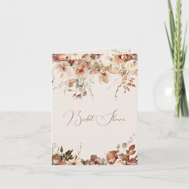 Elegant Simple Field Flowers Bridal Shower Fall Invitation (Front)