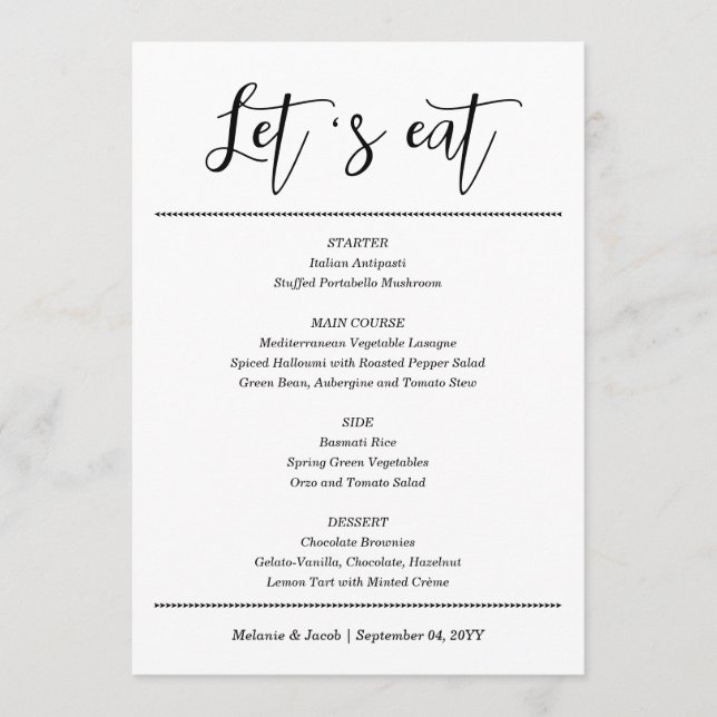 Elegant Simple Flat Menu Card (Front)