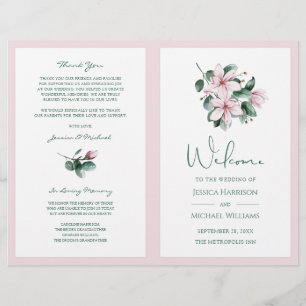 Elegant Simple Floral Eucalyptus Wedding Program