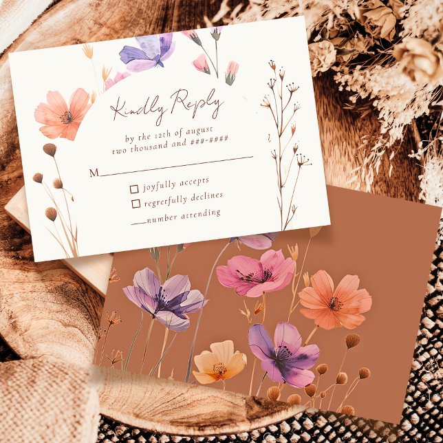 Elegant Simple Floral Mocha Wedding RSVP Response (Creator Uploaded)