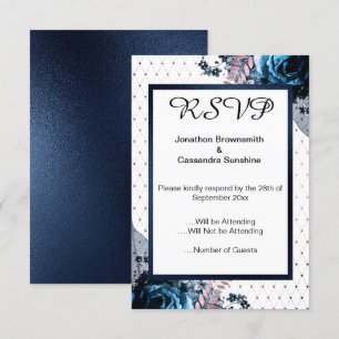 ELEGANT SIMPLE FLORAL TURQUOISE PINK  PATTERN RSVP INVITATION