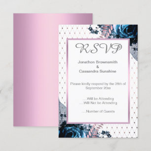 ELEGANT SIMPLE FLORAL TURQUOISE PINK RSVP INVITATION