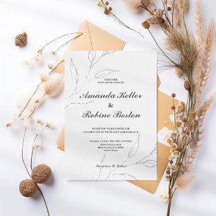 Elegant Simple Floral Wedding Invitation
