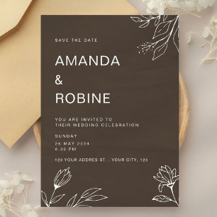 Elegant Simple Flower Wedding Invitation