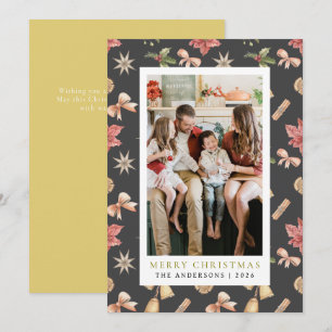 Elegant Simple Frame Christmas Family 1 Photo Holiday Card