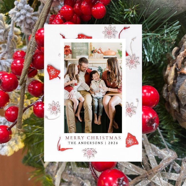 Elegant Simple Frame Christmas Family 1 Photo Holiday Card (Creator Uploaded)