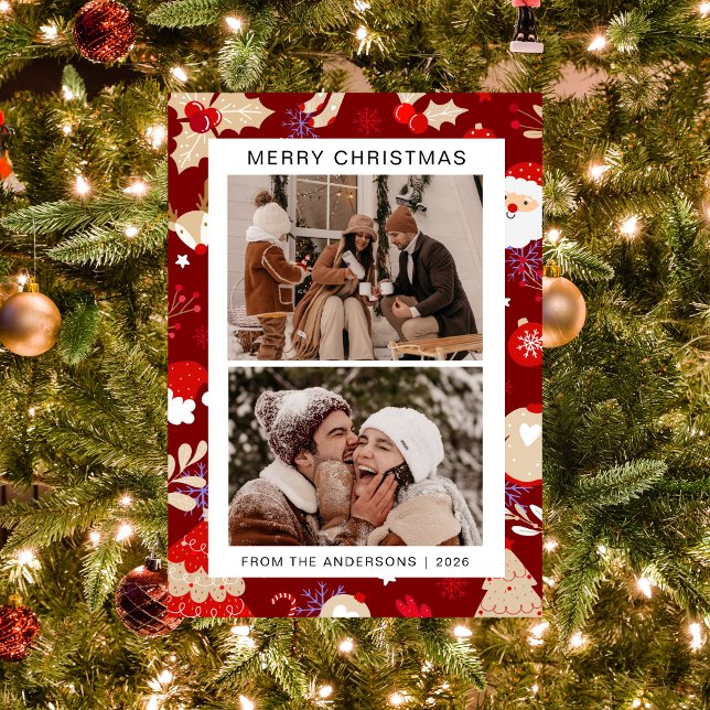 Elegant Simple Frame Christmas Family 1 Photo Holiday Card (Creator Uploaded)
