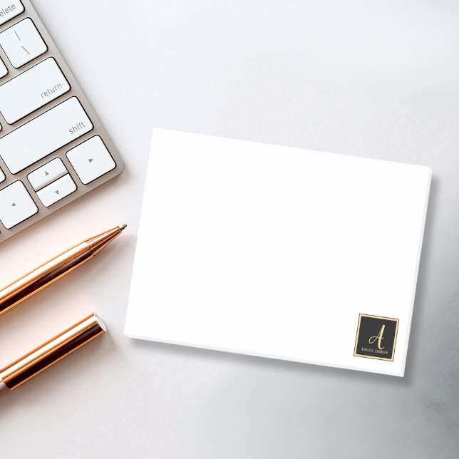 Elegant Simple Frame Monogram Post-it Notes (Creator Uploaded)