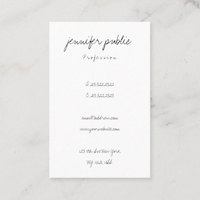 Elegant Simple Freehand Script Modern Minimalist Business Card (Front)