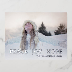 Elegant Simple Full Photo On Silver Foil Holiday Postcard