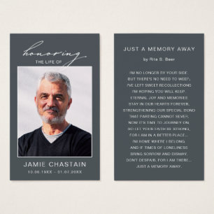 Elegant Simple Funeral Memorial Prayer Photo Cards