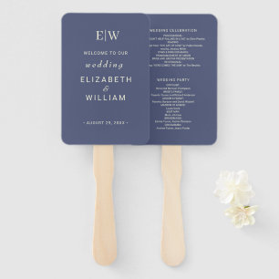 Elegant Simple Future Dusk with Monogram Wedding Hand Fan