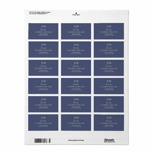 Elegant Simple Future Dusk with Monogram Wedding Label (Full Sheet)