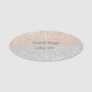 Elegant Simple Glitter Bokeh Ombre Name Tag