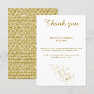 ELEGANT SIMPLE GOLD BRICK REVERSE THANK YOU INVITATION