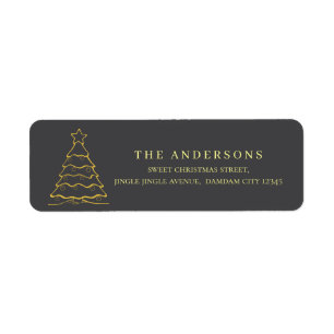 Elegant Simple Gold Christmas Tree Return Address