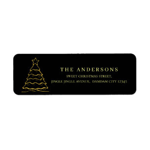 Elegant Simple Gold Christmas Tree Return Address