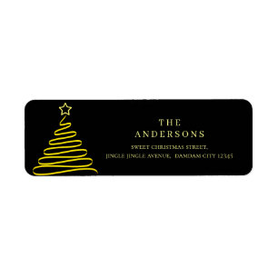 Elegant Simple Gold Christmas Tree Return Address
