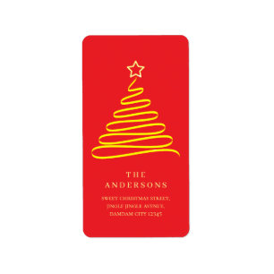 Elegant Simple Gold Christmas Tree Return Address Label