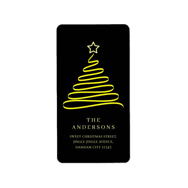 Elegant Simple Gold Christmas Tree Return Address Label (Front)