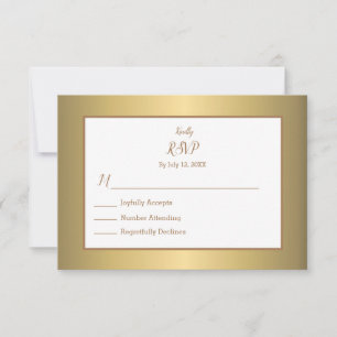 Elegant Simple Gold Colour Design Wedding RSVP Car Card