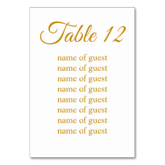 Elegant Simple Gold Custom Wedding Table Number