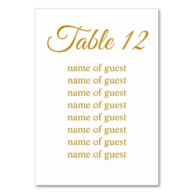 Elegant Simple Gold Custom Wedding Table Number (Back)