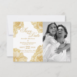 Elegant Simple Gold Floral Save the Dates Date