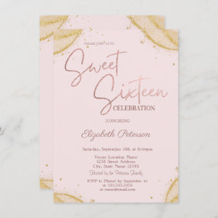 Elegant Simple Gold Glitter Corners Sweet 16 Invitation