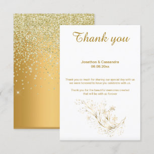 ELEGANT SIMPLE GOLD GLITTER GOLD REVERSE THANK YOU INVITATION