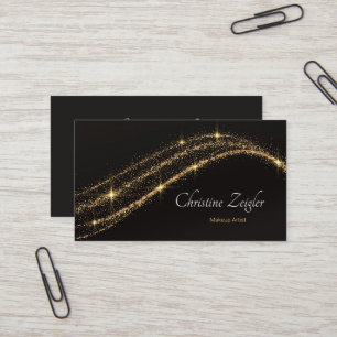 Elegant simple Gold glitter modern black Chic Busi Business Card