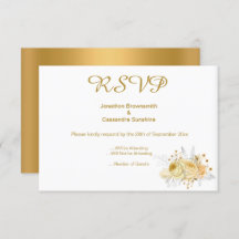ELEGANT SIMPLE GOLD GOLD FLORAL GOLD RSVP