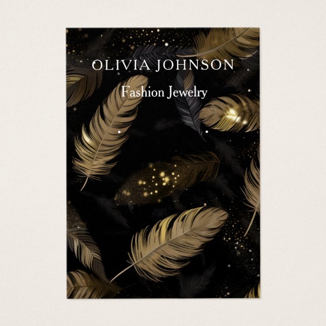 Elegant simple gold jewellery earrings display car (Front)