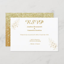 ELEGANT SIMPLE GOLD LEAF GOLD CRYSTAL REVERSE RSVP