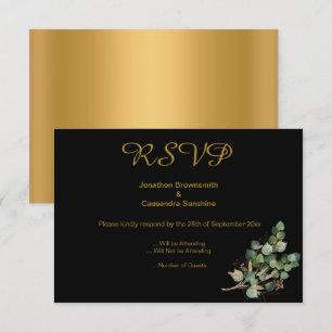 ELEGANT SIMPLE GOLD NATIVE GOLD BLACK RSVP  INVITATION