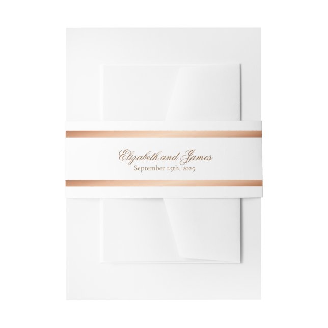 Elegant Simple Gold Script Wedding Belly Band Invitation Belly Band (Front Example)