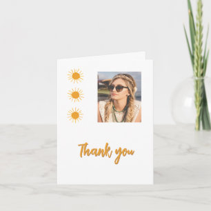 Elegant Simple Gold Sun Photo Birthday Thank You Card