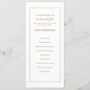 Elegant Simple Gold Typography and Frame Wedding Programme